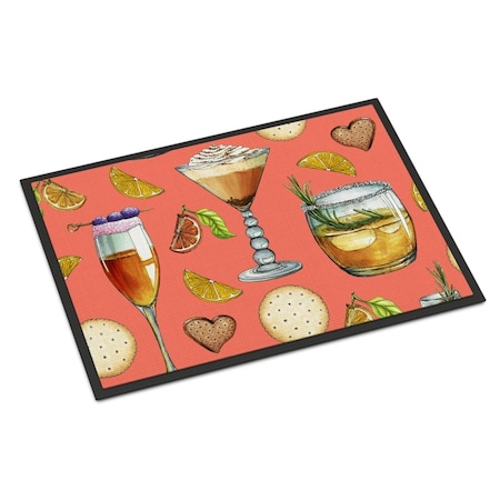 Carolines Treasures Drinks and Cocktails Salmon Indoor or Outdoor Mat, 24 x 36 in. BB5201JMAT